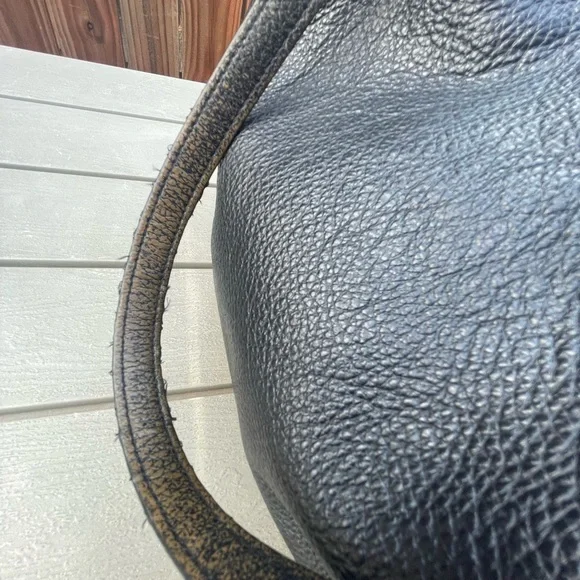 COACH Purse F80268 Hallie Shoulder Bag Tote Black Pebble Leather Gold Hardware - Picture 14 of 16